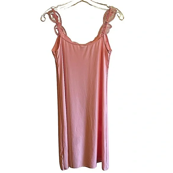 Barbie Pink Delicate Lace Trim Chemise Slip Nightgown Dress Small - Picture 2 of 8